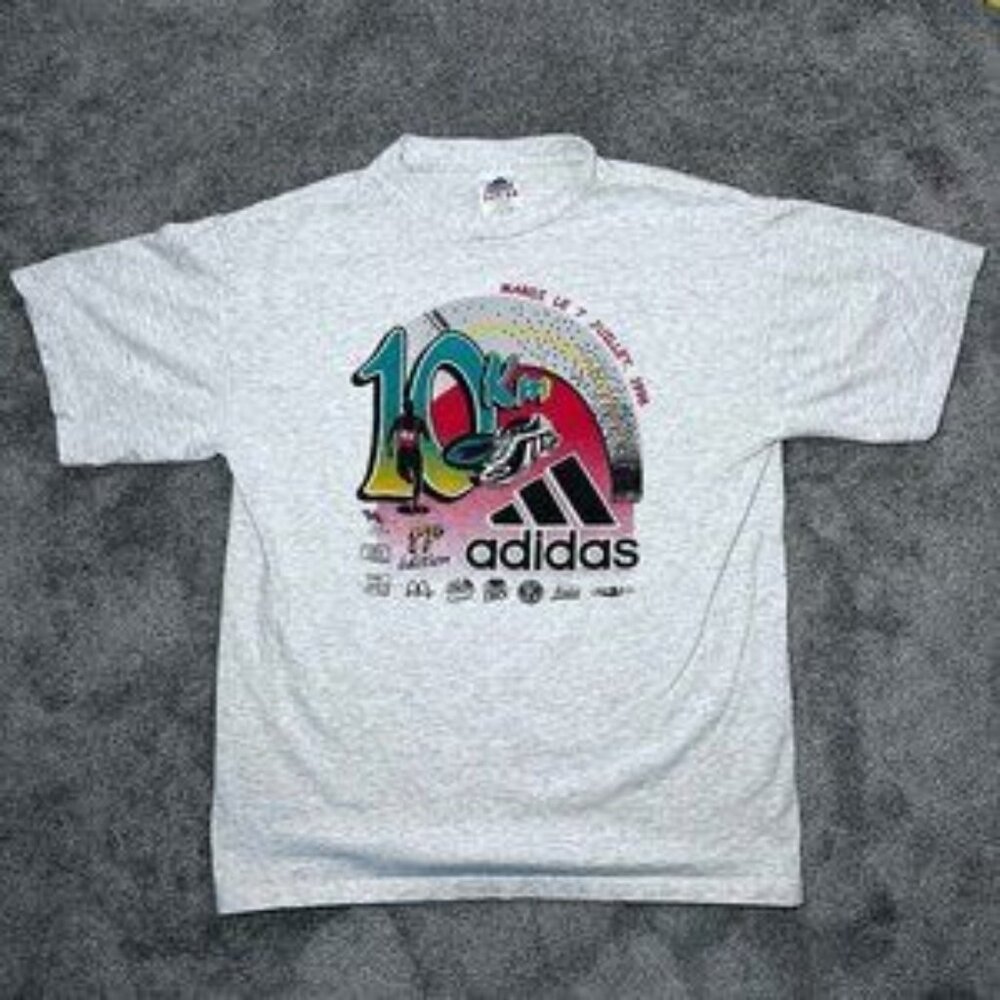 Vintage 1998 10KM Run T Shirt Size Medium Running Adidas Torsion Sports Experts